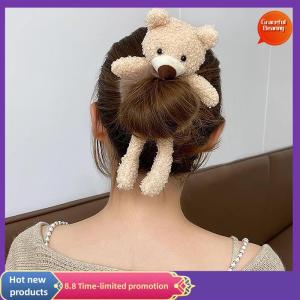 Graceful Cute Cartoon Hug Bear Rubber Band For Girls Plush Ponytail Maruko Hair Tie Elastic Hair Ring Headwear Girls Kids Hair Accessorie