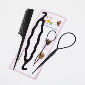 อุปกรณ์ทำผม 1เช็ต 4ชิ้น [สีดำ] จัดแต่งทรงผม ช่วยเกล้าผม ถักเปีย ทำผมทรงดังโง๊ะ/2058