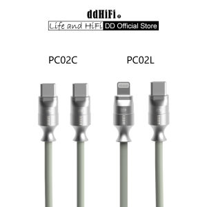 DD ddHiFi PC02L Retro-Style Fast Charging Data Cable with USB 2.0 Five-core Shielded Cable 60W (USB-C)/27W (LT)