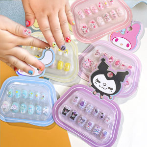 ZEEMIN 5D Cartoon Sanrio Kids False Nails Cute Kuromi Hello Kitty Cinnamoroll Children press on nails Patch Holiday Girl Fake Nail Tips