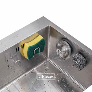 2 Pieces Self Adhesive Kitchen Stainless Steel Cutting Chopping Board Sponge Holder for Sink Storage Organizer