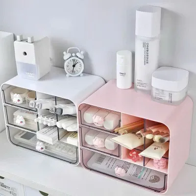 Tủ Mini 9 Ngăn Lớn Mã 333 Đựng Bút Cute Trang Trí Bàn Học Decor- Khay thỏ vuông đựng đồ để bàn