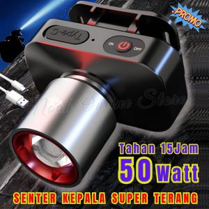 Senter Kepala Mitsuyama Ms-258P 50Watt / Senter Kepala LED MURAH Cahaya Putih / Senter Kepala Anti Air 50W Headlamp LED~NOS