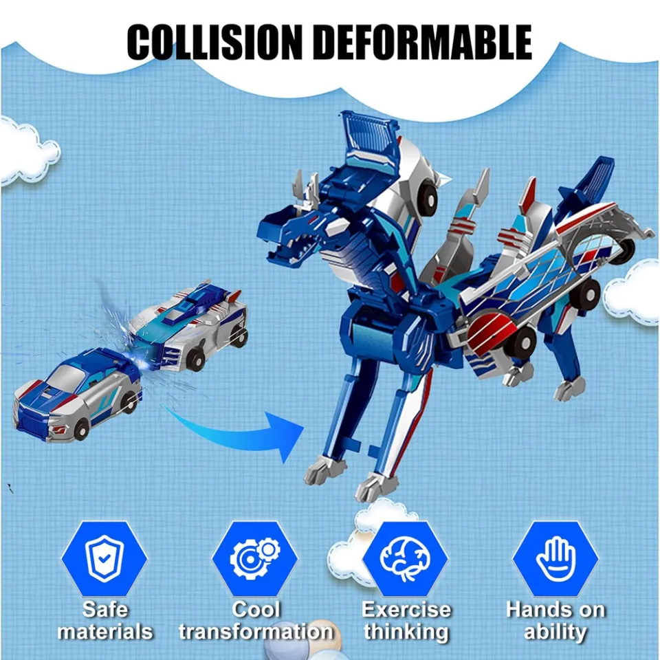 New Arrival】 2 in 1 Transforming Unicorn Car Toy Car Transform Unicorn  Figurines Pegasus Unicorn Magnetic Impact Deformation Car | Lazada Singapore