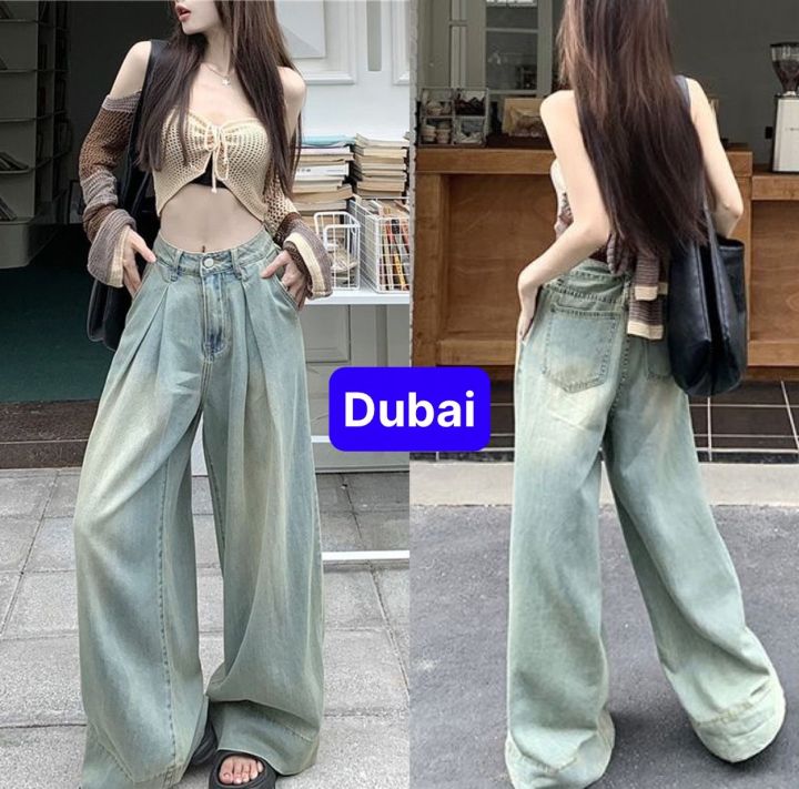 QUẦN JEANS ỐNG RỘNG NỮ XẾP EO NHÚN MÙA ĐÔNG PHONG CÁCH HÀN QUỐC CAO CẤP ...