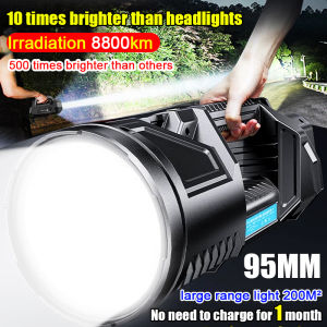 Irradiation 5000M waterproof LED flashlight rechargeable heavy duty flashlight original searchlight super bright flashlight long range flashlight plus light rechargeable powerful torch light Waterproof Torch For Home Camping Fishing Hiking Nightwalk