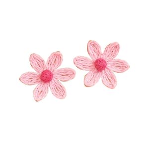 VICENDA Exaggerated Shape Sunflower Earrings Raffia Ethnic Style Weaved Ear Accessories Sweet Jewelry Flower Stud Earrings Lady