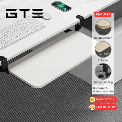 GTE Keyboard Sliding Tray Under Table Bracket Adjustable Height Pull Out Keyboard No Drilling Punch-Free Desktop Drawer Mouse Storage Rack Laci Gelangsar Papan Kekunci-Fulfilled By GTE SHOP