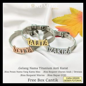 gelang nama titanium anti karat remaja dewasa gelang jam titanium gelang gesper titanium aksesoris fashion