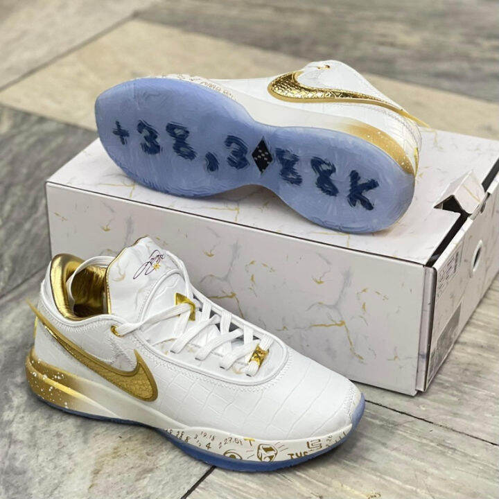 Lebron gold and store white