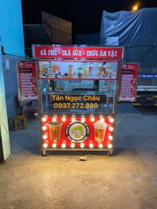 [HCM]XE BÁN TRÀ SỮA 1M2 INOX DẦY  CƠ KHÍ TÂN NGỌC CHÂU 0937.272.899