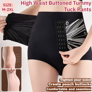 High Waist Buttoned Tummy Tuck Pants Shapewear Lift the Buttocks Nonmarking Tummytucking Panties