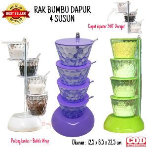 ( BISA COD ) PROMO Rak Tempat Bumbu Crystal 4 Susun Wadah Bumbu Dapur Set Sendok Bumbu SNI