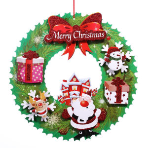Runvictor Christmas Wreath Paper Garland 3D Door Wall Window Hanging Decor Xmas Tree Ornament Photo Prop