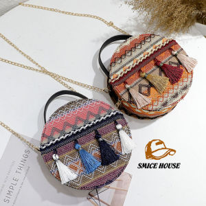 [HCM]TÚI CÓI TRÒN THỔ CẨM ĐEO CHÉO ĐI BIỂN MÙA HÈ PHONG CÁCH BOHE