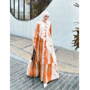 gamis lebaran shalda batik/gamis twill rayon candi mekar tema basil dress