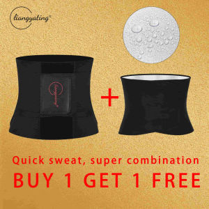 Liangyating Black Womens Elastic Body Shaper Waist Trainer + Silver Ion Sauna Belt(Buy 1 Get 1free)