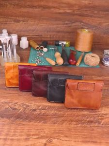 New vintage-style wallet Japanese-style washed top-grain vegetable-tanned cowhide retro compact card holder Chinese-style genuine leather coin purse