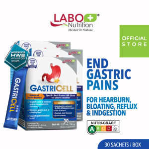 [3 Boxes] LABO Nutrition GastriCELL Sachet Eliminate Gastric Symptoms - for Acid Reflux Heartburn Bloat Indigestion Burping Stomach Discomfort & Pain - Natural Long-term Solution Supplement • Made in Japan • 30 Sachets