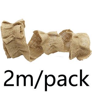 (2m/piece) 5cm Plaid Linen Lace Pleated Ruffle Lace Christmas Tree Wreath Decoration Ribbon New Year Holiday Wedding Decoration DIY