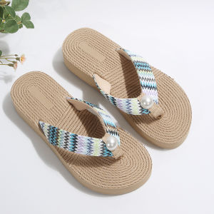 [Free Shipping] 2026 WomenS Summer Fashionable Straw-Look Flip-Flops Bohemian Simple Beach Sandals