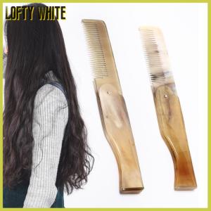Lofty White Women Ox Horn Fine Tooth Pocket Folding Comb All Hair Types Beard Mustache