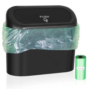 【Free 15pcs Trash bag】Trash Bin Car Dustbin Garbage Organizer Holder Portable Hanging Mini Wastebasket Bin