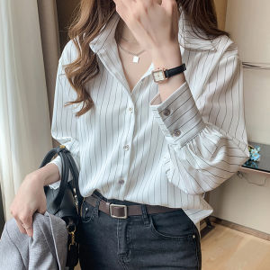 Korean Style Striped Shirt For Women Dress Casual Long Sleeve Women Blouse Top Tops