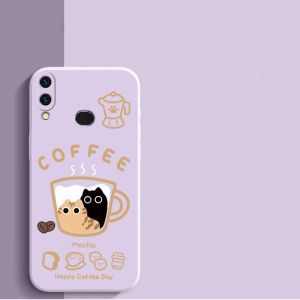 Case for SAMSUNG A10S phone casing Softcas Silicone Protector shockproof Cover new design aesthetic Cartoon Cat with Lanyard for girls YTSTHM01
