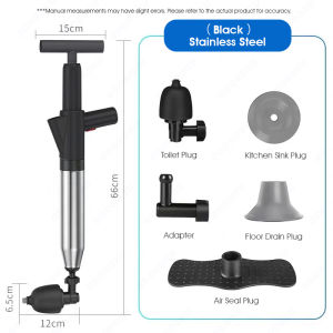 ODOROKU High Pressure Toilet Pump Air Blaster Toilet Plunger Unclogging Toilets Drains Sinks Stainless Steel High Pressure Air Drain Blaster Kit