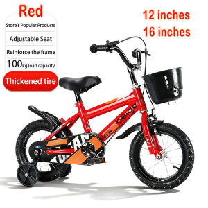 Kids Bikes 12/16 inch Basikal Budak Rubber Wheels Childrens Bicycle Aged 2-8 Kids Bicycle
