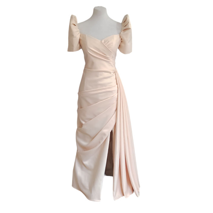 Modern Filipiniana Dress with slit Premium Quality duchess fabric ...