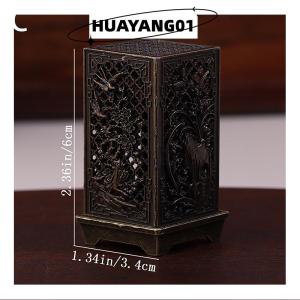 HUAYANG01 [HOT FASHION] Alloy Censer Incense Holder Square Cylinder Vertical Incense Indoor Aromatherapy Home Ornament Chinese Inense s