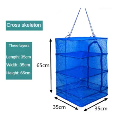 Foldable Multi-Layers Drying Net Fish Net with Zippers Drying Rack Hanging Fish Dishes Dryer Net