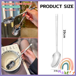Makery【Ready in Stock】 Spoon Long Frosted Handle Stainless Steel Spoon Kitchen Accessories