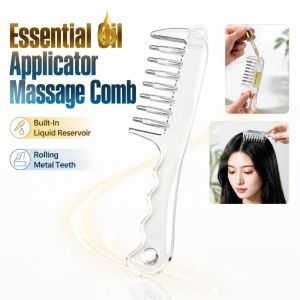GTRBFDS Những chiếc răng loại lăn Lược massage dùng tinh dầu 7-Răng Trong suốt Lược massage da đầu dẫn hướng chất lỏng Thực tế Chính xác Lược bôi dung dịch dưỡng da đầu Dụng cụ chăm sóc tóc