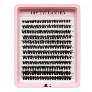 LONGB Segmented Natural Cluster Feather Lash Kit Enlarge Eyes 30D 40D 50D 60D 80D False Eyelashes Mixed Lengths Cluster Lash Extensions DIY Makeup