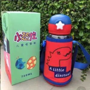 ถ้วยหัดดื่ม ถ้วยนม มีฝาปิดคว่ำไม่หก แก้วน้ำมีหูจับ พร้อมหลิดซิลิโคน ตวามจุ 260ml วัสดุพลาสติก ตกไม่แตก