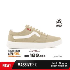 Aerostreet 37-44 Massive Low 2.0 Natural Krem Krem - Sepatu Sneakers Casual