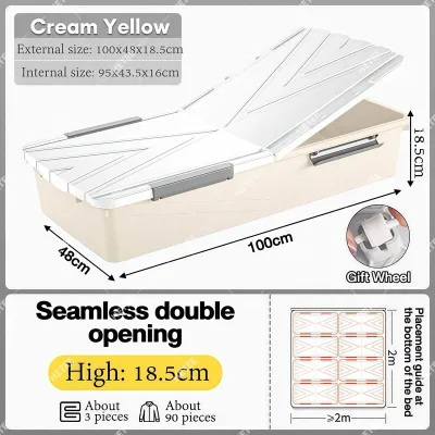 HETEE Underbed Storage Box with Wheels Large-Capacity Wardrob Quilt Storage Toy Storage Organizer Box Dustproof