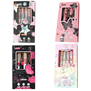 6Pieces Retractable Butterfly Gel Pen 0.5MM Quick Drying Smooth Writing for Writing Noting Journaling Office Supplies