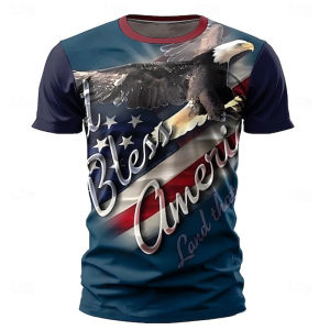 3D Printed Cool Eagle T-Shirt For Men Fashion America Pattern Tees Summer Harajuku Loose Round Neck Tops Short Sleeves T Shirts