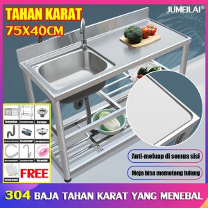 COD Wastafel portabel 304 stainless steel Tidak meninggalkan Noda Air dan Minyak Mudah Diberslhkan Anti karat dan anti gores Wastafel Cuci Piring Murah Kitchen Sink Bak cuci Piring Wastafel Dapur Lengkap