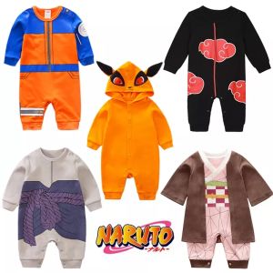 Anime Naruto Baby One-Piece Jumpsuits Uchiha Itachi Sasuke Costume Newborn Baby Long Sleeves Pajama For Baby Onesie