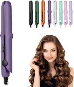 Curling Iron 2-in-1Curling Wand & Flat Iron Hair Straightener 3D Curling Iron for Short Hair CurlingIronDual Purpose for Travel Rapid Heating (Black)