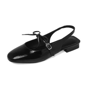 ONEW French flat heel round toe bow womens shallow mouth Mary Jane sandals silver shoes