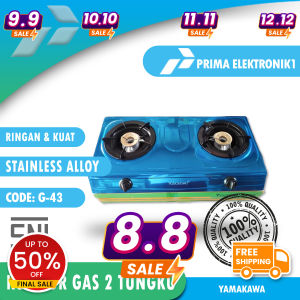 YAMAKAWA Kompor Gas Dual Burner 2 Tungku Warna Biru - SNI & Berkualitas