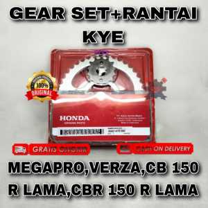 GEAR SET+RANTAI HONDA KYE BUAT MOTOR MEGAPRO | VERZA | CB 150 R LAMA | ASLI ORIGINAL HONDA AHM