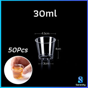 Serenity 50ml/30ml แก้วน้ําพลาสติกใส ขนาดเล็ก แบบใช้แล้วทิ้ง 50 ชิ้น แก้วเปค Plastic cup
