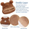 JANGANNSA Beruang Comel Bayi Beanie Bawal Bayi Lelaki Topi Bayi Kanak-kanak Kecil Musim Sejuk Berkait Beanies untuk Kanak-kanak Perempuan. 